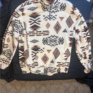 Men's Aztec Pattern Sweater - Cream and Brown